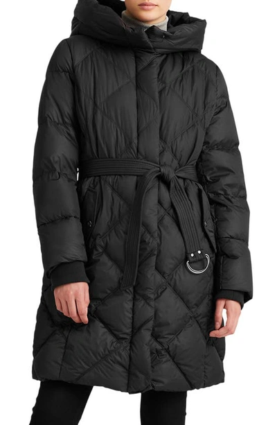 Ralph Lauren Diamond Quilted Down Puffer Coat In Black