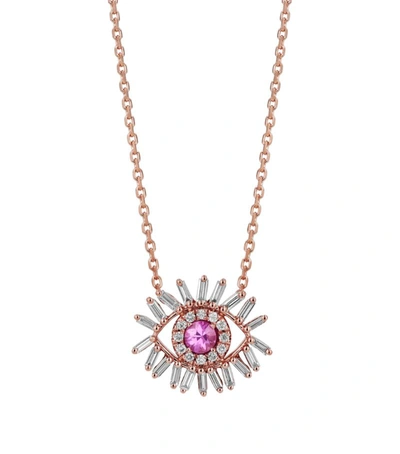 Suzanne Kalan Rose Gold, Diamond And Sapphire Evil Eye Necklace