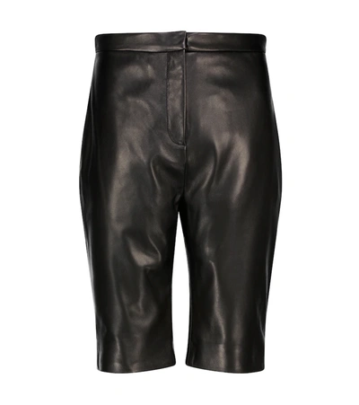 Balmain Women's High Waist Leather Cycling Shorts In Black