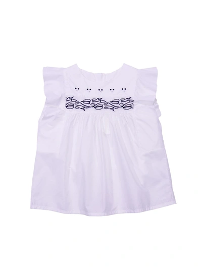 Chloé Kids' White Sleeveless Blouse With Embroidery