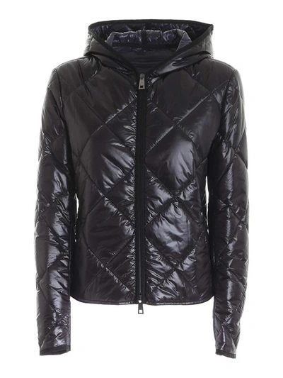 Fay Quilted Black Down Jacket With Hood