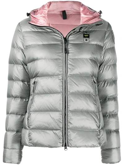 Blauer Hooded Down Jacket In Technical Fabric In Grey