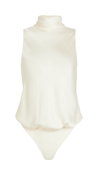 Vince Draped Turtleneck Sleeveless Bodysuit In Chiffon