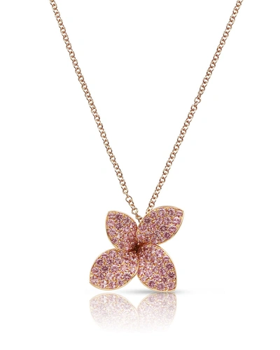 Pasquale Bruni 18k Rose Gold Petit Garden Pink Sapphire Flower Pendant Necklace, 17