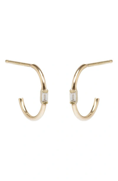 Zoë Chicco Zoe Lev 14k Yellow Gold Diamond Baguette Huggie Hoop Earrings