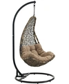 Modway Abate Outdoor Patio Swing Chair With Stand In Black Mocha
