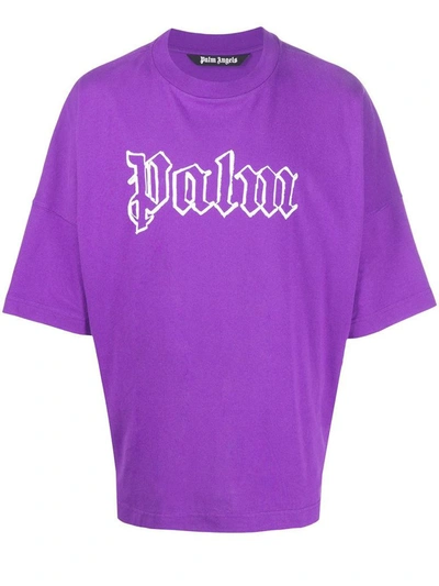 Palm Angels Men's Purple Cotton T-shirt