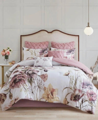 Madison Park Cassandra Queen 8-pc. Cotton Printed Comforter Set Bedding In Blush