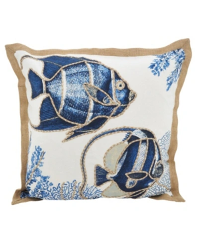 Saro Lifestyle Go Fish Decorative Pillow, 20" X 20" In Navy