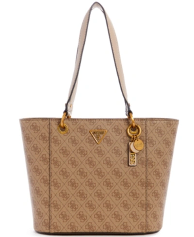 Guess Noelle Small Logo Elite Tote In Latte