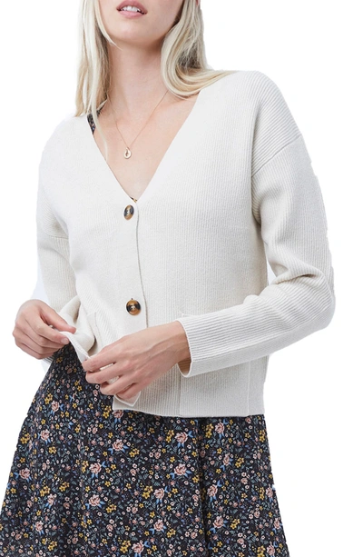 French Connection Babysoft Tomasa Colorblock Cardigan In Classic Cream