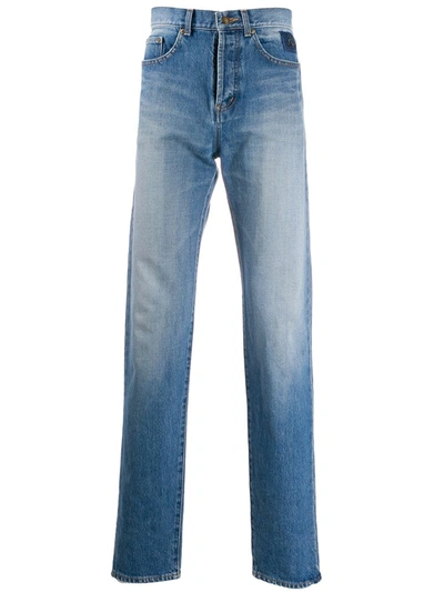 Saint Laurent Distressed Slim-fit Denim Jeans In Blue