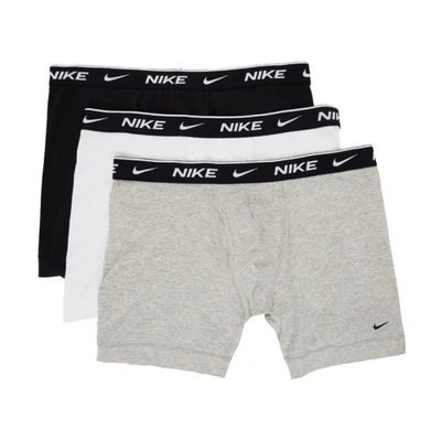 Nike Dri-fit Everyday Assorted 3-pack Performance Boxer Briefs In Black/grey/blue