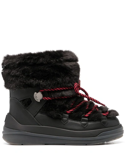 Moncler Insolux M Faux Shearling-trimmed Leather Boots In Black