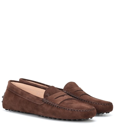 Tod's Gommino Suede Loafers In Brown