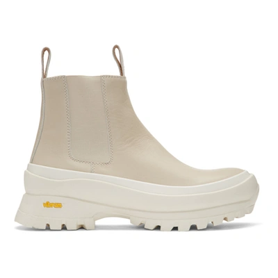 Jil Sander Off-white Lugged Sole Boots In 101 Natural