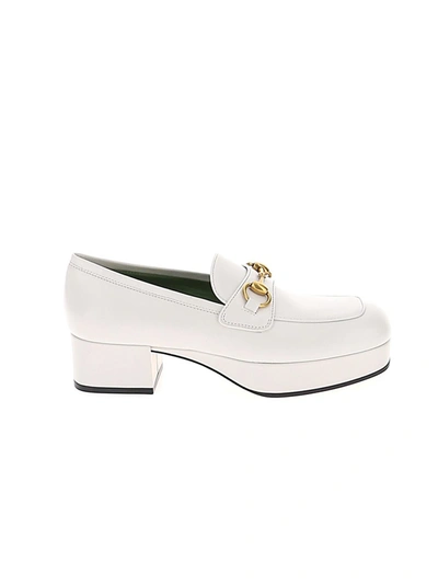 Gucci White Leather Platform Loafer