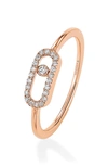 Messika Move Uno 18-karat Rose Gold Diamond Ring In Rose Gold/ Diamond