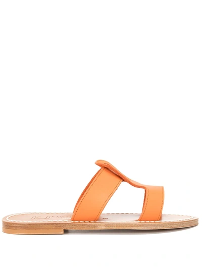 Kjacques Rhea Leather Sandals In Pul Mandarine