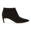 Nicholas Kirkwood Mira Faux Pearl-embellished Suede Ankle Boots In Black
