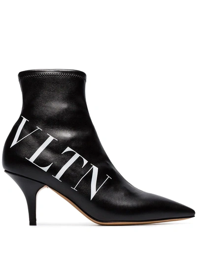 Valentino Garavani Vltn 70 Leather Boots In Black