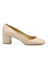 Chloé Women's Lauren Scalloped Block Heel Pumps In Pink Tea