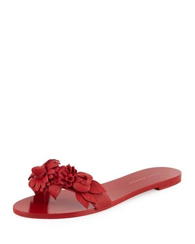 Sophia Webster Lilico Floral Flat Slide Sandal In Red