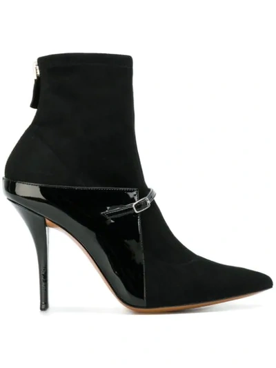 Givenchy New Feminine Patent-leather And Stretch-suede Sock Boots In Black