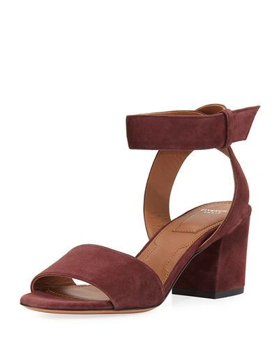 Givenchy Paris Suede Ankle-wrap Sandal In Oxblood Red