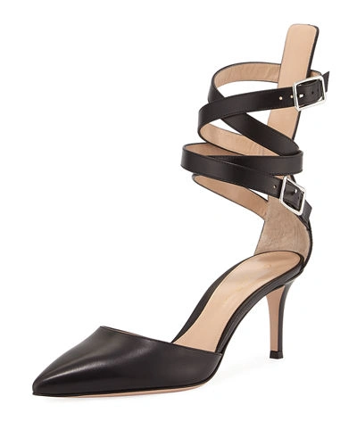 Gianvito Rossi Aleris D' Orsay 70 Leather Ankle-wrap D'orsay Pump