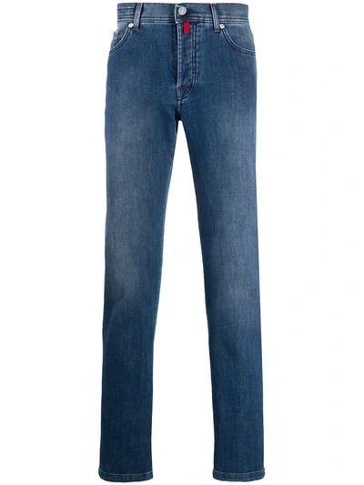 Kiton Short Denim Jeans In Blue
