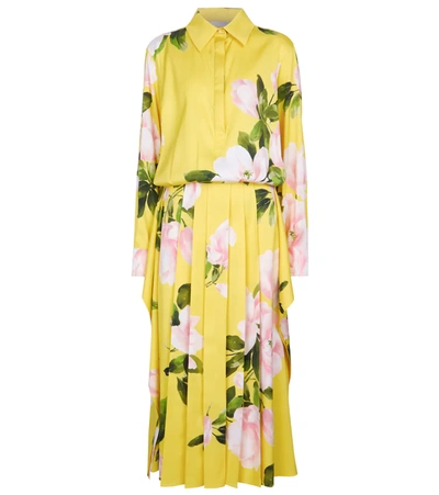 Valentino Women's Floral-printed Silk Dress In Yellow/multicolor