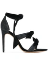 Alexandre Birman Mary Bow-embellished Lurex And Velvet Sandals In Black