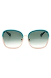 Kate Spade Paola 59mm Gradient Square Sunglasses In Teal/ Grey Green Gradient