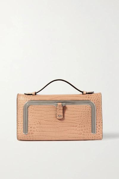 Anya Hindmarch Postbox Mini Croc-effect Leather Tote In Beige