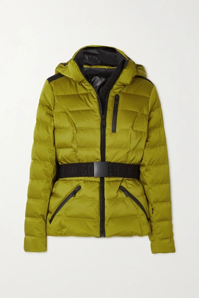 Goldbergh Soldis Belted Quilted Down Ski Jacket In Green