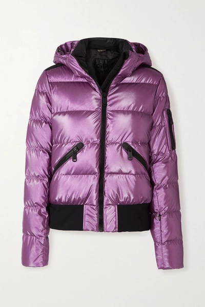 Goldbergh Aura Hooded Quilted Metallic Down Ski Jacket In Purple