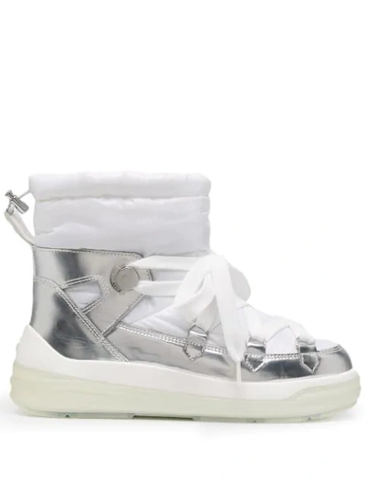 Moncler Insolux Metallic Leather And Padded Shell Ankle Boots In White