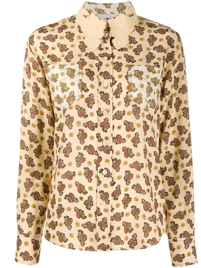 Chloé Embroidered Paisley-print Silk Crepe De Chine Shirt In September Sun