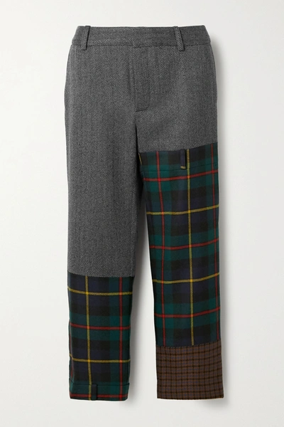Monse Patchwork Wool-blend Straight-leg Pants In Gray