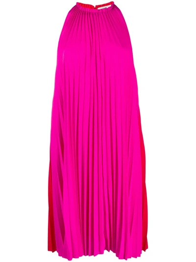 Diane Von Furstenberg Amberly Pleated Two-tone Crepe Dress In Pink |  ModeSens