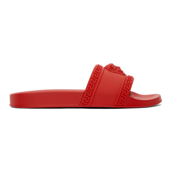 Versace Red Palazzo Pool Slides In D6g Red | ModeSens
