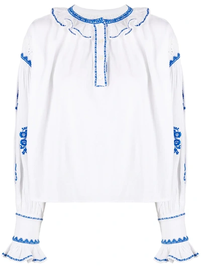 Isabel Marant Étoile Raquela Ruffled Cotton-gauze Blouse In White