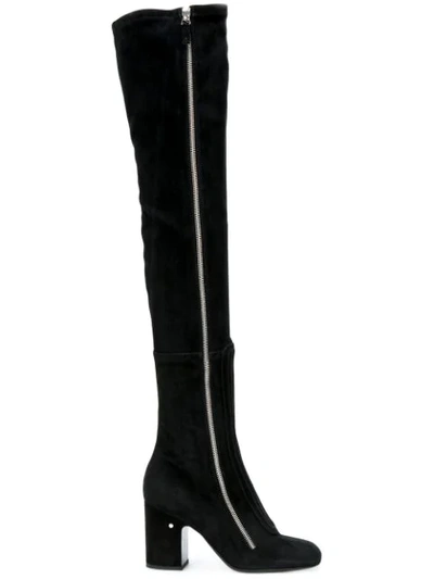 Laurence Dacade Over-the-knee Suede Zip-up Boot In Black