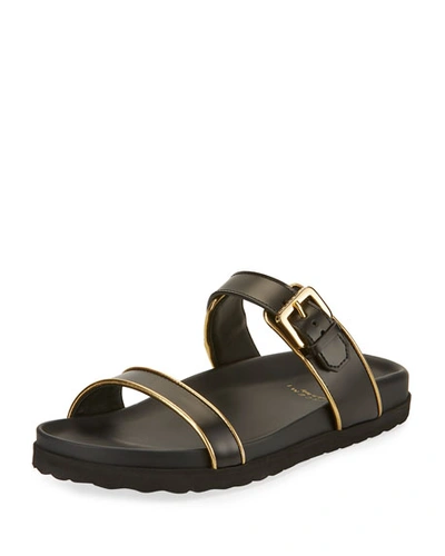 Buscemi Molded Band Flat Slide Sandals, Black