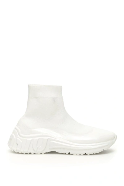 Miu Miu Miu Run Hi-top Sneakers In Bianco
