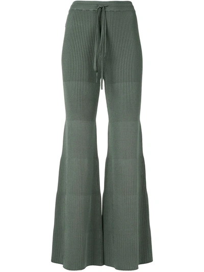 Peter Do Ribbed Flared Trousers In Green