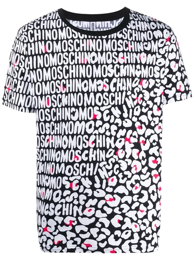 Moschino Leopard-print Logo T-shirt In Black