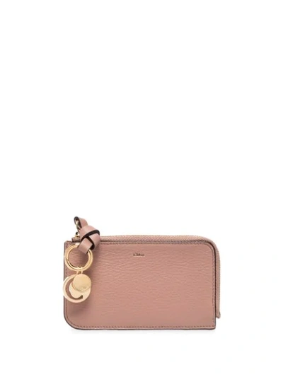 Chloé Pink Alphabet Leather Coin Purse In Brown