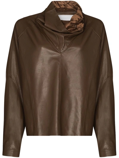 Remain Sortie Leather Jumper In Brown